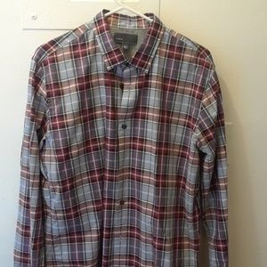 NEW Vince red plaid button down shirt